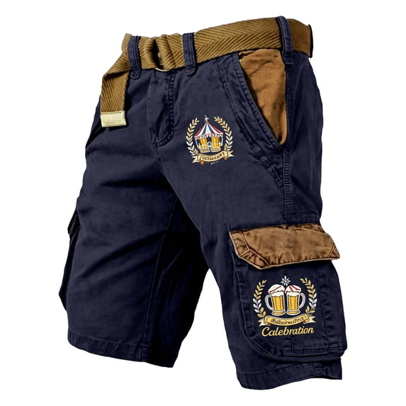 Byoo Tween Boy's Multi Pocket Cargo Shorts Printed Bavarian Bottoms Oktoberfest Celebration Trunks