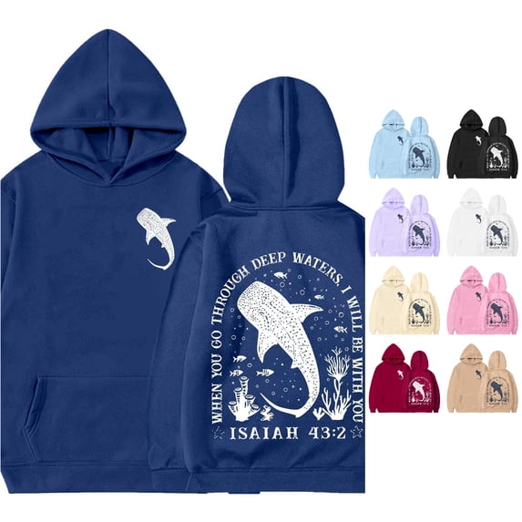 Byoo Tween Boy's Ocean Double Sided Printed Hoodie Long Sleeve Graphic Hoodies Outdoor Casual Pullovers,Navy
