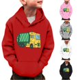 thumbnail image 1 of Byoo Tween Boy's Playful Hooded Sweatshirt Long Sleeve Garbage Truck Graphic Pullover Daily Casual Hoodie,Red, 1 of 4