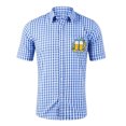 thumbnail image 1 of Byoo Tween Boy's Script Hop Printed Shirt Gingham Lapel Collar Short Sleeve Bavarian Top Oktoberfest Blouse, 1 of 4