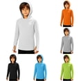 thumbnail image 1 of Byoo Tween Boy's UPF 50+ Summer Athletic Hoodie Solid Long Sleeve Sports Hooded Sweatshirt Hiking Pullover Hoodies,White, 1 of 7
