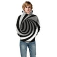 thumbnail image 1 of Byoo Tween Boys 3D Swirl Print Hoodie Black White Optical Illusion Hooded Sweatshirts with Pocket Soft Active Kids Pullover Tops, 1 of 4