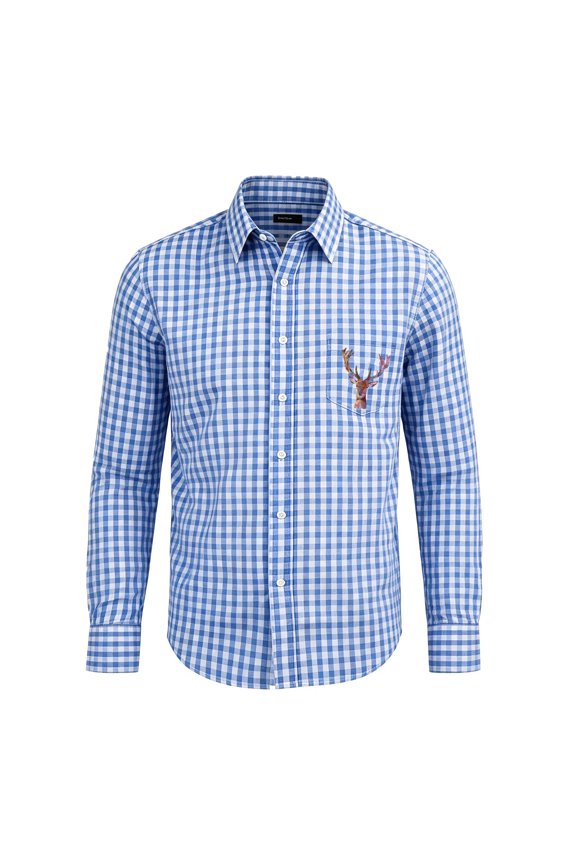 Tween Boys Painterly Printed Shirt Gingham Bavarian Long Sleeve Top Oktoberfest Button Down Blouse