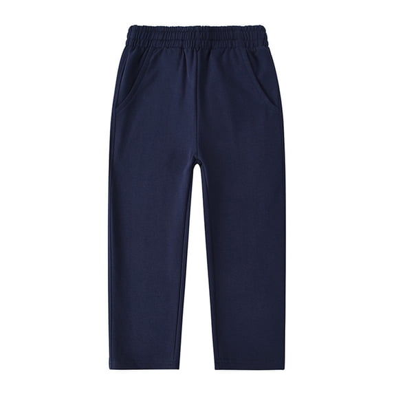 Byoo Tween Boys' Solid Straight Leg Pants Elastic Waist Soft Casual Knit Trousers for Daily Wear,Navy