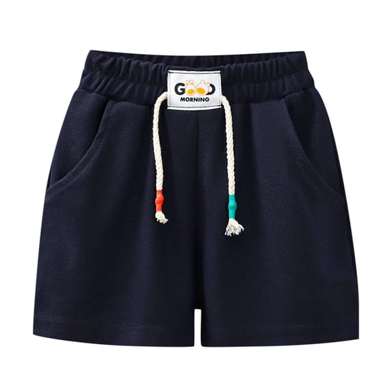 Byoo Tween Boys Waffle Knit Shorts Casual Solid Elastic Waist Drawstring Pockets School Daily Trunks
