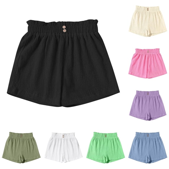 Byoo Tween Girl's Button Skort Denim Shorts Solid Casual Shorts Daily Bottoms,Black