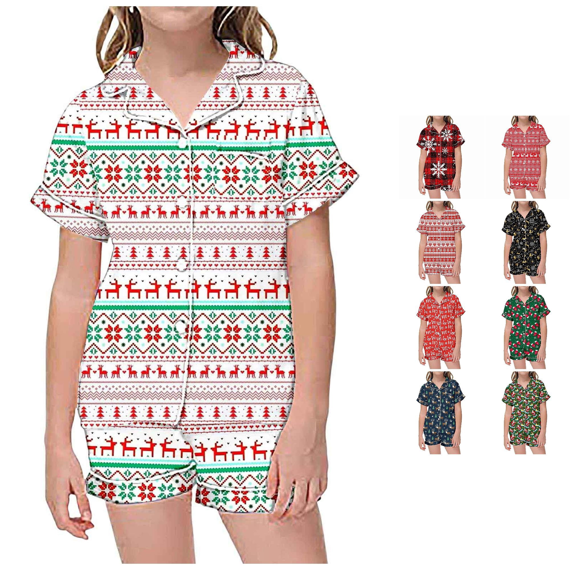 Byoo Tween Girl's Light Homewear Set Golden Deer Graphic Short Sleeve ...