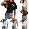 thumbnail image 1 of Byoo Tween Girl's Trendy T‑Shirt Bow Graphic Short‑Sleeve Tees Daily Tops, 1 of 4