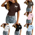 thumbnail image 1 of Byoo Tween Girl's Trendy T‑Shirt Bow Graphic Short‑Sleeve Tees Daily Tops, 1 of 4