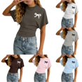 thumbnail image 1 of Byoo Tween Girl's Trendy T‑Shirt Bow Graphic Short‑Sleeve Tees Daily Tops, 1 of 4