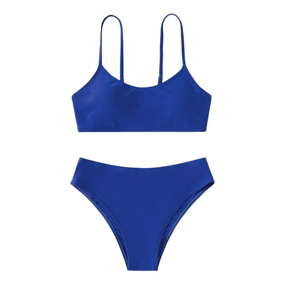 Byoo Tween Girl's Two Piece Swimsuit Solid Color Sport High Waist Bikini Set Kids Breathable Bathing Suit