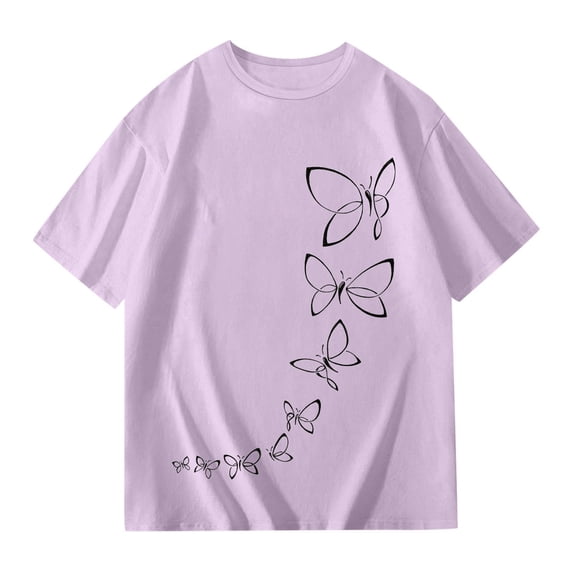 Byoo Tween Girls Butterfly Print T Shirts Crew Neck Short Sleeve Casual Trendy Tops