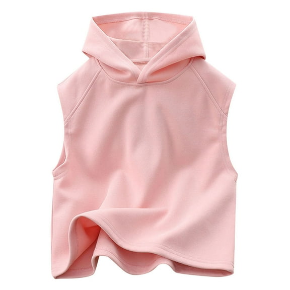 Byoo Tween Girls' Hooded Sleeveless Sweatshirt Vest Solid Color Hoody Oversize Pullover Top Soft Comfort Shirt for Kids