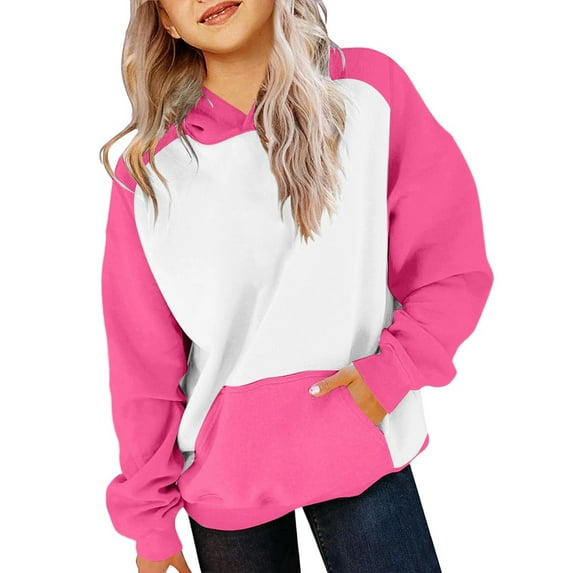 Byoo Tween Girls Hoodie Color Block Soft Long Sleeve Pullover Hooded Sweatshirt for Kids