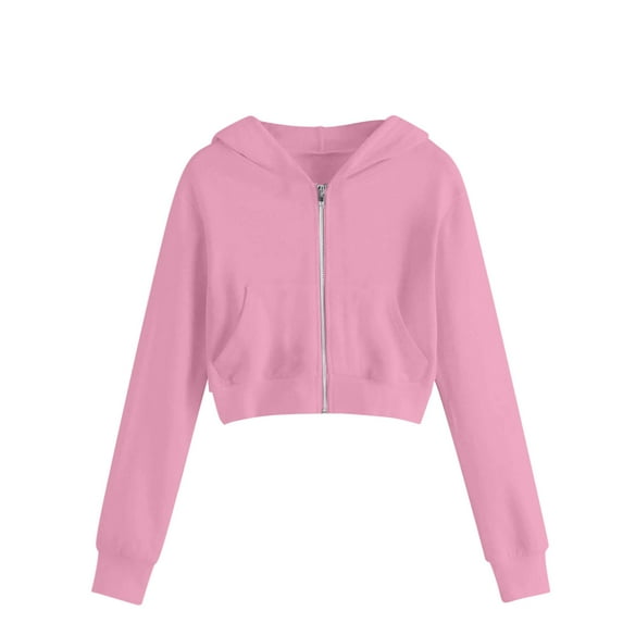 Byoo Tween Girls Hoodie Solid Color Full Zip Long Sleeve Hooded Sweatshirt with Kangaroo Pocket Sport Top for Kids