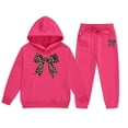 thumbnail image 1 of Byoo Tween Girls Outfits Set Bow Print Hoodie Sweatshirt Sweatpants Outfits Warm Aactive Tracksuit Set, 1 of 4