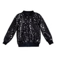 thumbnail image 1 of Byoo Tween Girls' Sequin Bomber Jacket Full Sparkle Embellished Solid Zip Up Coat Outerwear Loose Fit Casual Baseball Jacket, 1 of 3