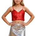 thumbnail image 1 of Byoo Tween Girls Summer Sleeveless Tank Top Sequin Spaghetti Strap V Neck Daily Sleeveless Tee Shirts Tshirt, 1 of 4