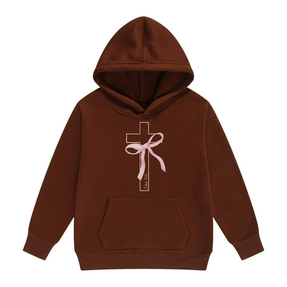 Byoo Tween Girls Sweatshirt Bow Print Long Sleeve Hoody Pocket Sweatshirt Oversized Comfortable Aactive Shirt Clothes