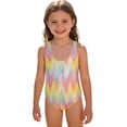 thumbnail image 1 of Byoo Tween Girls UPF 50+ One Piece Swimsuit Shimmer Print Pool Water Activities Swimwear,Orange, 1 of 8