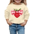 thumbnail image 1 of Byoo Valentine Day Sweatshirt for Toddler Girl Valentine Day Strawberry Bow Printed Full Sleeved Pullover Top Comfortable Sweatshirt, 1 of 4