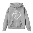 thumbnail image 1 of Byoo Valentine Day Tween Girls Hoodie Oversize Heart Graphic Full-Sleeve Sweatshirt with Pocket Child Leisure Comfy Pullover Top, 1 of 3
