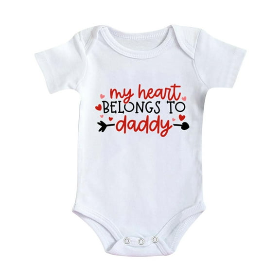 Byoo Valentine's Day Boys Onesies Short Sleeved Letter Printed Crew Neck Romper Soft Daily Active 1pcs Bodysuit for Baby
