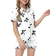 thumbnail image 1 of Byoo Valentine's Day Toddler Girls Nightwear Outfit Bow Graphic Short-Sleeved Button Down Shirt Shorts Homewear Set Silk Loose Outfit, 1 of 4