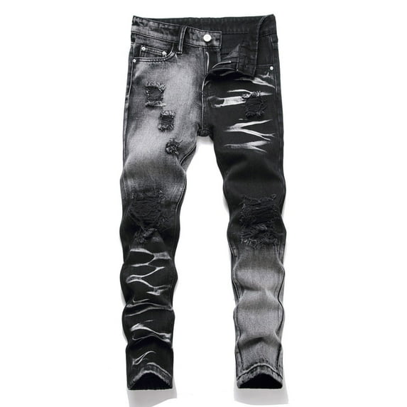 Byoo Vintage Distressed Jeans for Little Boy Holes Pull-On Washed High Rise Casual Denim Pants Slim Fit Jogger Pants