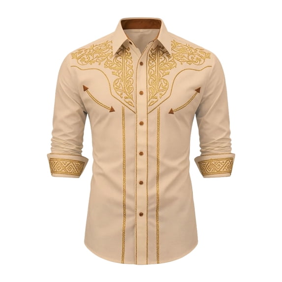 Byoo Vintage Vine Floral Outline Embroidered Shirt for Little Boy Lapel Collar Long Sleeve Western Top Oktoberfest Casual Blouse
