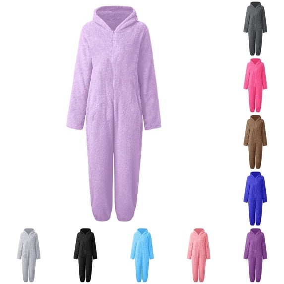 Byoo Zip Up Hooded Jumpsuit for Toddler Boy Cozy Sherpa Fleece Solid Color One Piece Onesie