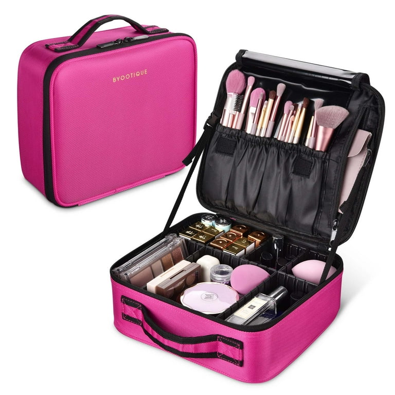 DISEN Travel Cosmetic Case, Makeup bag Organizer with Adjustable  Compartments, Two Large Spaces, Large-size Makeup Travel Case Cosmetic Bags  for