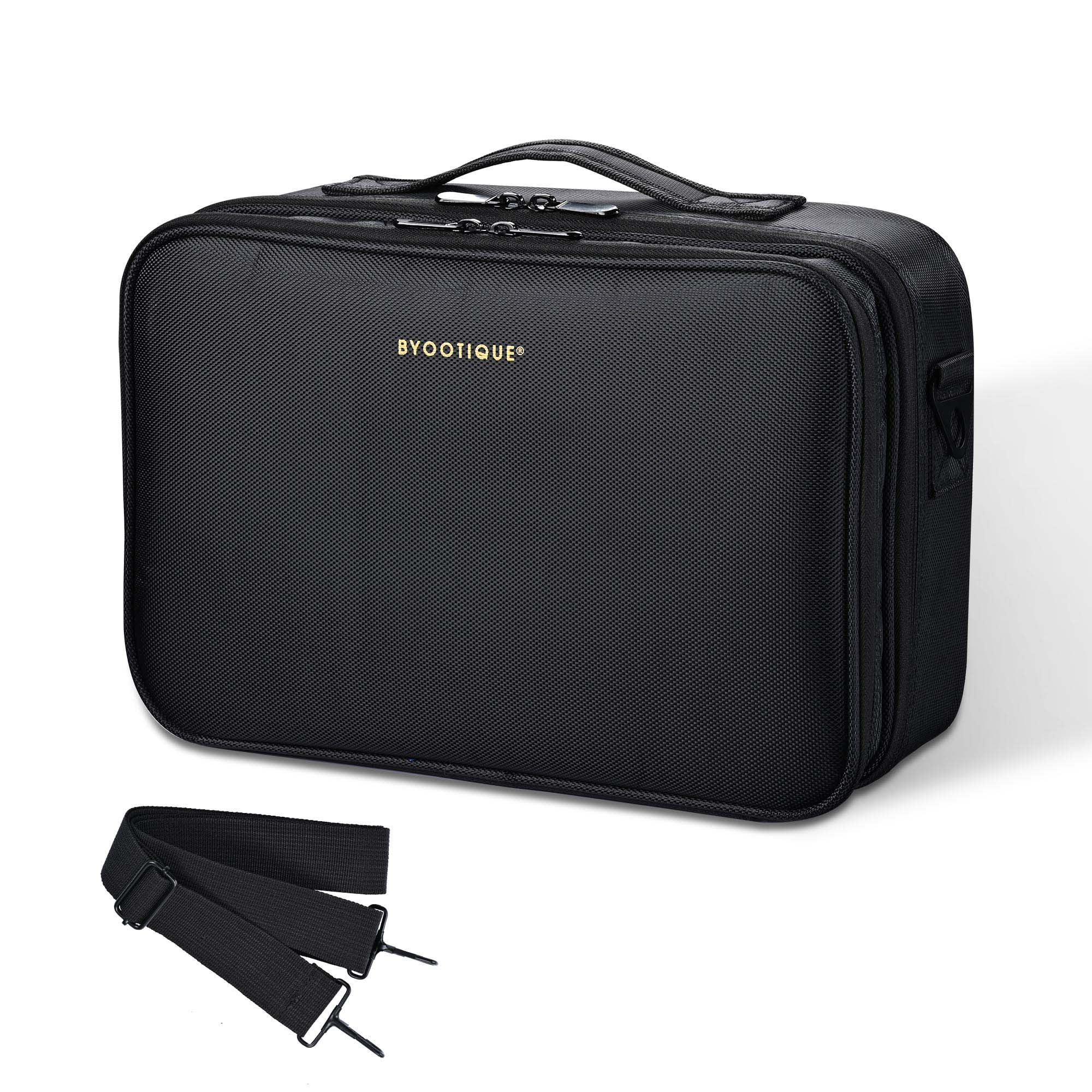 "Byootique 2-Tier 13"" Portable Cosmetic Train Case, Black, Travel ...