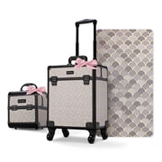 Byootique 2-Piece Makeup Train Case Cosmetic Organizer Kit Art Deco Graphite