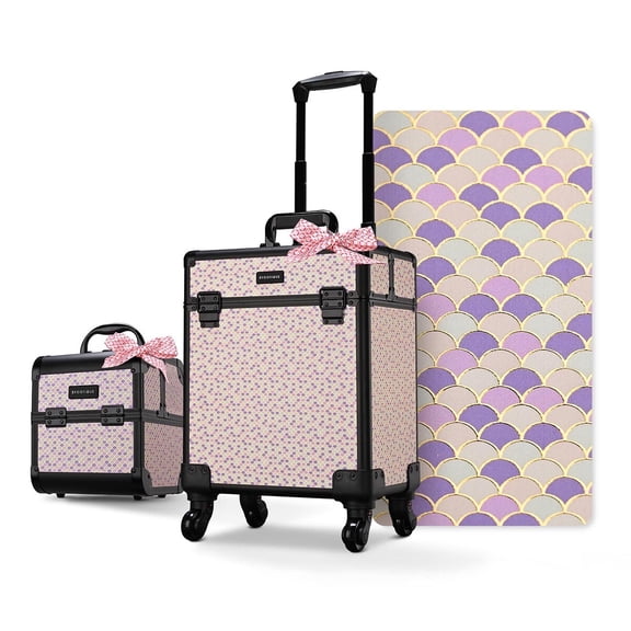 Byootique 2-Piece Makeup Train Case Cosmetic Organizer Kit Art Deco Tyrian Salon