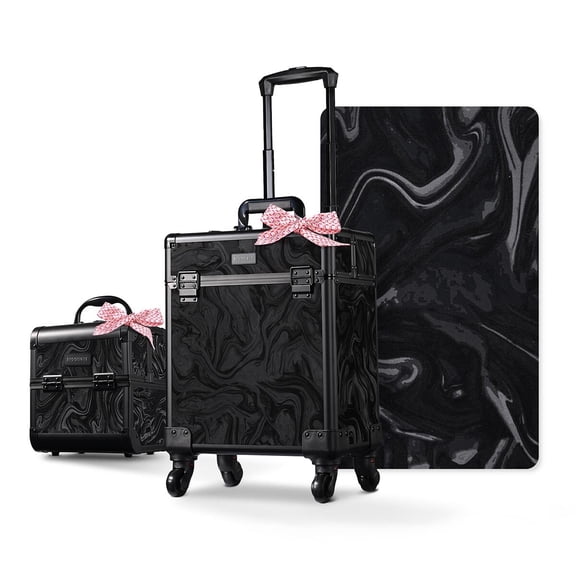Byootique 2-Piece Makeup Train Case Cosmetic Organizer Kit CB Shadows Salon