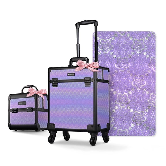 Byootique 2-Piece Makeup Train Case Cosmetic Organizer Kit Charm ForgetMeNot
