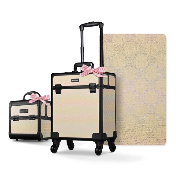 Byootique 2-Piece Makeup Train Case Cosmetic Organizer Kit Grace ForgetMeNot