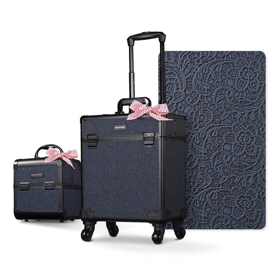 Byootique 2-Piece Makeup Train Case Cosmetic Organizer Kit Rococo Midnight