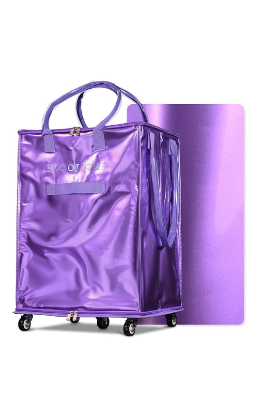 20" Rolling Tote Bag Grocery Bag on Wheels Shopping Trolley DuskViolet