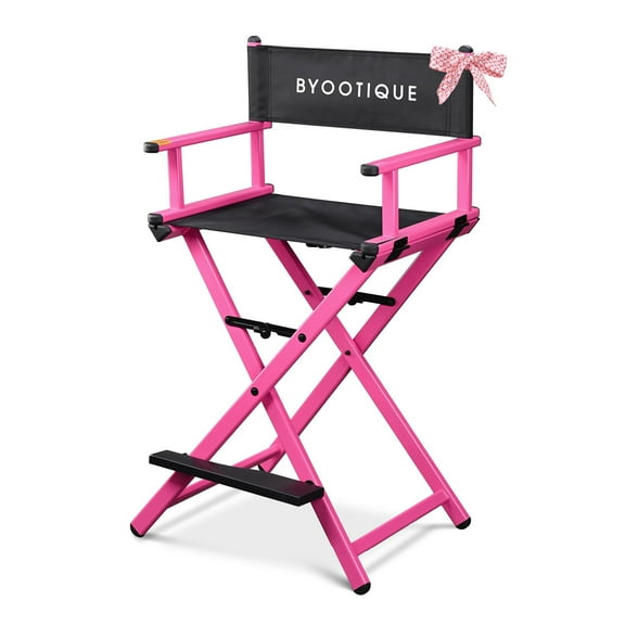 Byootique 28" Height Tall Director Chair Folding Artist Makeup Beauty Salon Pink