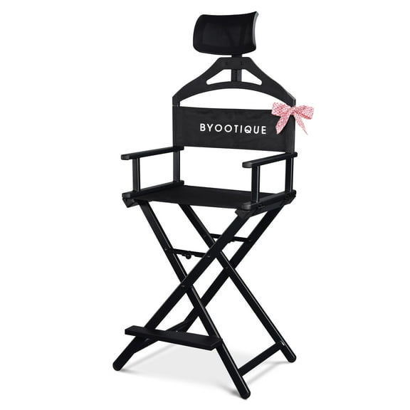 Byootique 28" Height Tall Director Chair Folding Artist Makeup Head Rest Salon