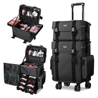 Costravio Rolling Makeup Train Case, Nylon Makeup Case on Wheels, Extra Large  Makeup Travel Bag, 3 Layers Makeup Organizer, Cosmetic Case for  Hairstylist, Nail, Makeup Trolley Case with 4 Bags (Black) - Yahoo Shopping