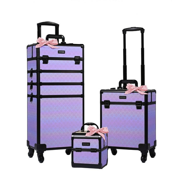 Byootique 3-Piece Makeup Train Cases Cosmetic Organizer Kit Charm ForgetMeNo
