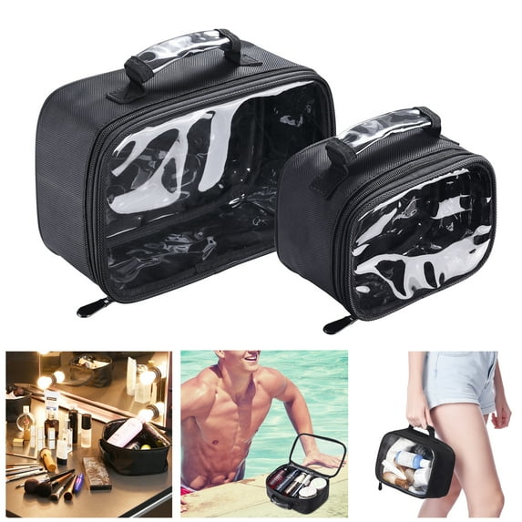 Byootique 3 Pieces 420D Clear Nylon Makeup Travel Toiletry Bag Kit Portable Lightweight Transparent Cosmetic Storage Organizer Pool