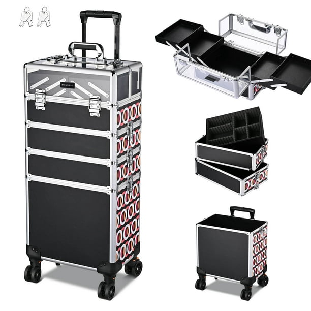 Byootique 4in1 Makeup Train Case Cosmetic Organizer Rolling Trolley ...