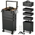 thumbnail image 1 of Byootique 4in1 Rolling Makeup Train Case LED Lighted Mirror Cosmetic Box Storage, 1 of 12
