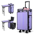 thumbnail image 1 of Byootique Aluminum Rolling Makeup Train Case with Table Salon Charm Cosmetic Organizer, ForgetMeNo Purple, 1 of 11