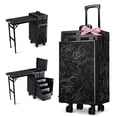 thumbnail image 1 of Byootique Aluminum Rolling Makeup Train Case withTable Nail Foldable Trolley Cosmetic Organizer CTB Black, 1 of 11