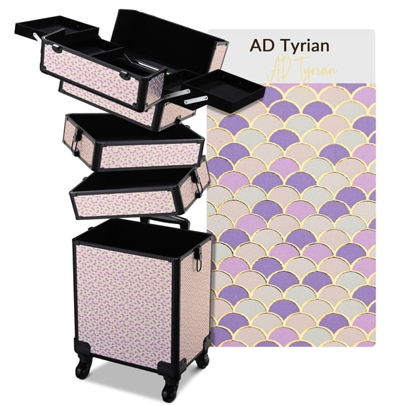 Byootique Cosmetology Case on Wheels 4in1 Professional Makeup Art Deco Tyrian